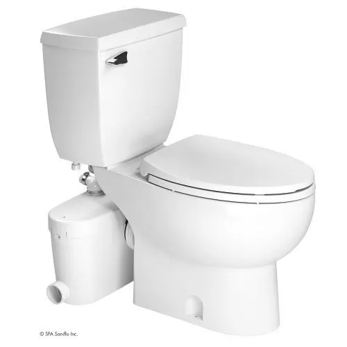 SANIFLO SANIACCESS 3 UPFLUSH MACERATOR PUMP + ELONGATED TOILET KIT, WHITE FINISH