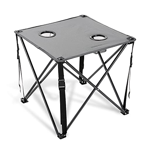 Arrowhead Outdoor Heavy-Duty Portable Camping Folding Table, 2 Cup Holders, Compact, Square, Carrying Case Included, Steel Frame, High-Grade 600D Canvas, USA-Based Support