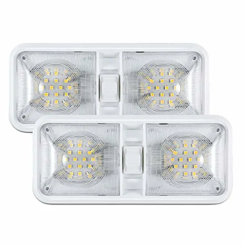 Kohree 12V Led RV Ceiling Dome Light RV Interior Lighting for Trailer Camper with Switch, White(Pack of 2)