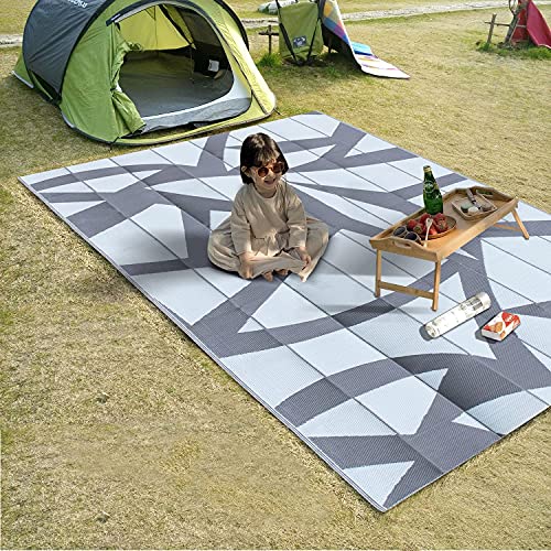 HHWLL Outdoor Rugs Patio Decor Rug Camping Rug Outdoor RV Mats 9ftx12ft Plastic Polypropylene Area Rug Reversible and Waterproof for Patio,Terrace,Picnic,RV,Camping,Beach,Pool Side