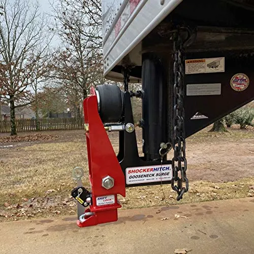 Shocker Gooseneck Surge Air Hitch for Bloomer Horse Trailers, Round 4" -Straight Pin 30K Coupler 9" Forward