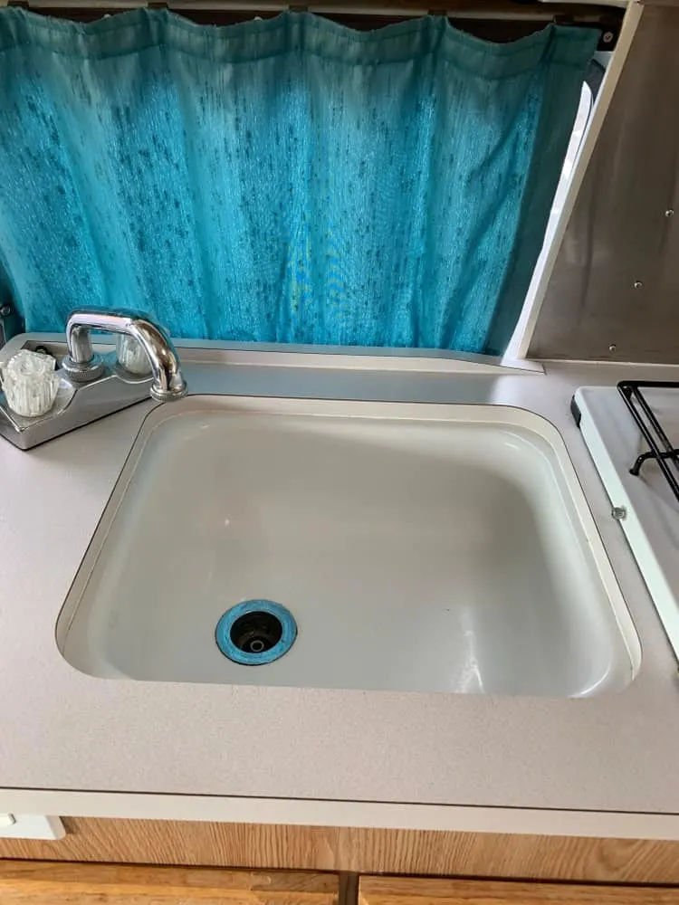 Class B RV with plastic sink