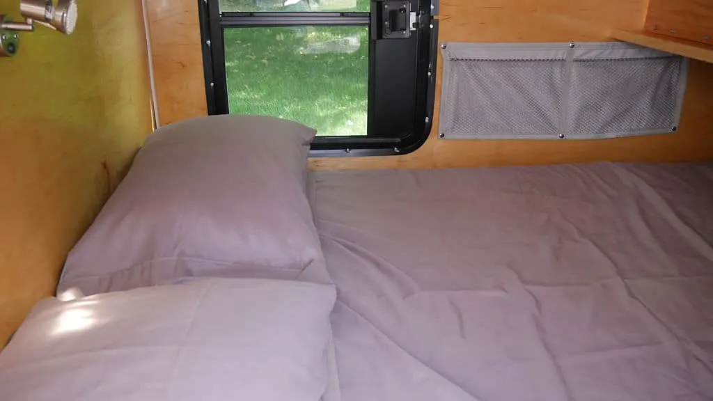 Sleeping quarters in diy teardrop trailer