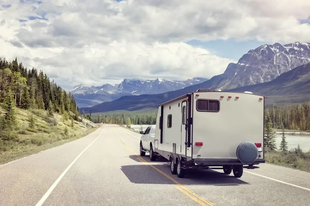 Travel Trailer attached to a car