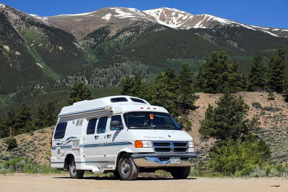 A class B motorhome on the road.