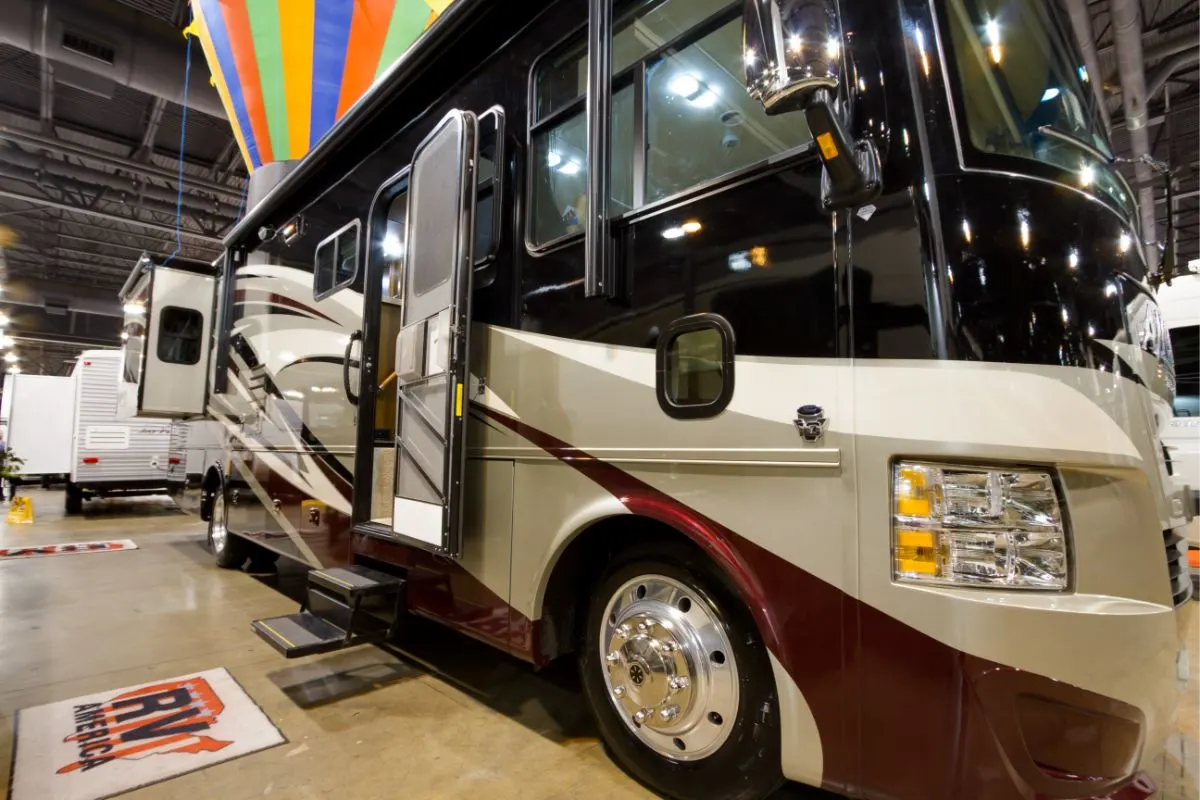 A photo of gas rv side photographed in motor home.