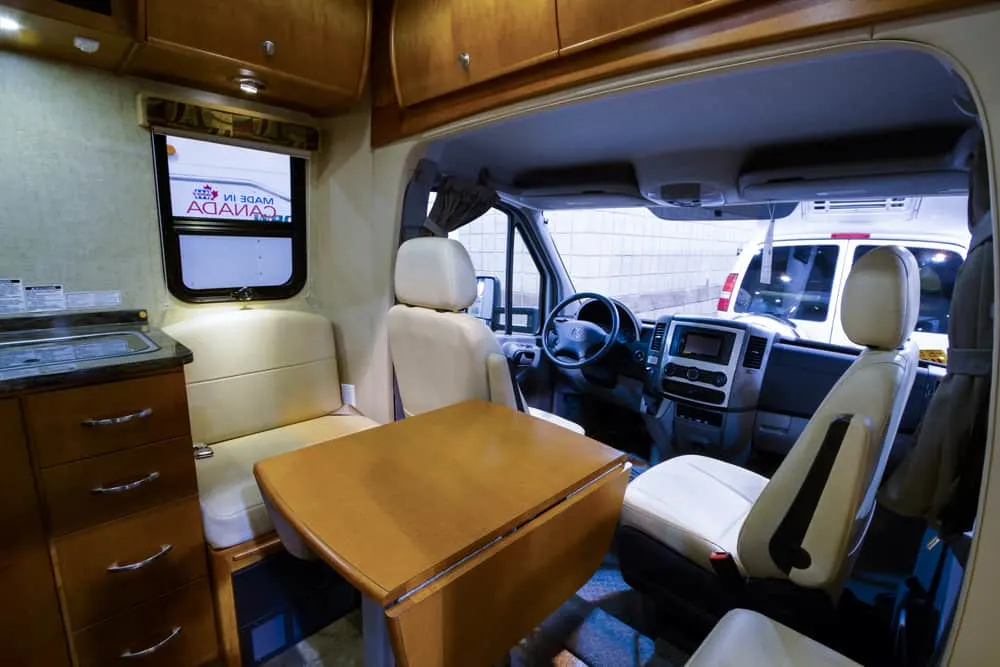 This is a close look at the interior of an RV.