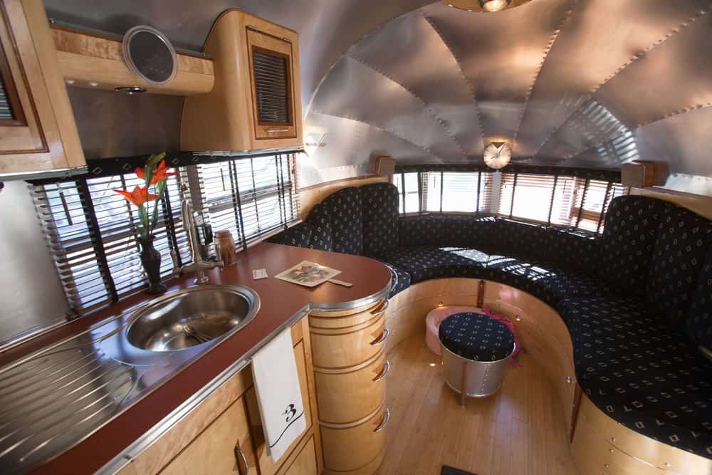 Interior of an RV trailer.