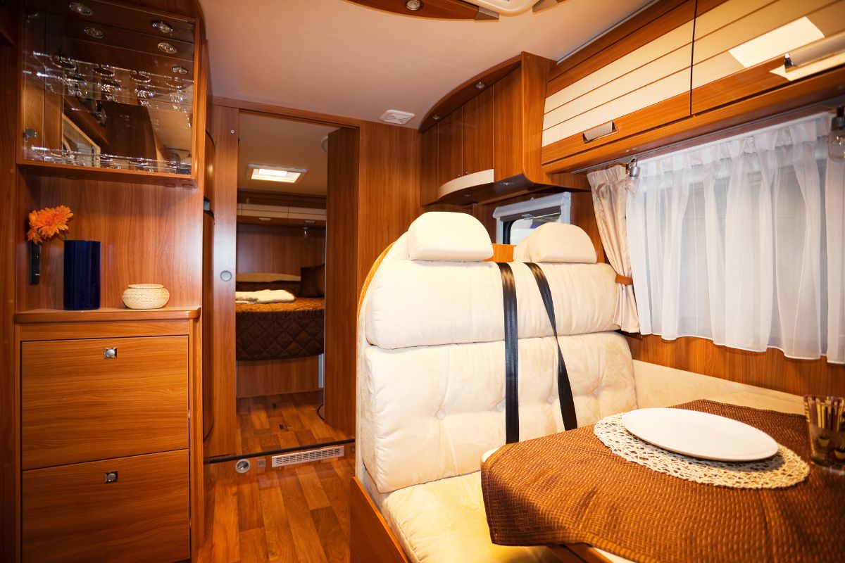 A luxe RV dining area.