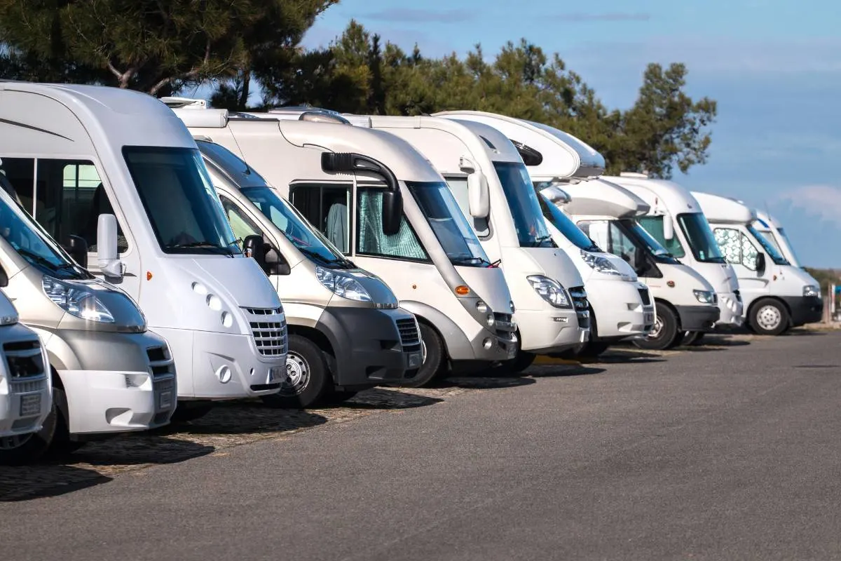 A row of RVs