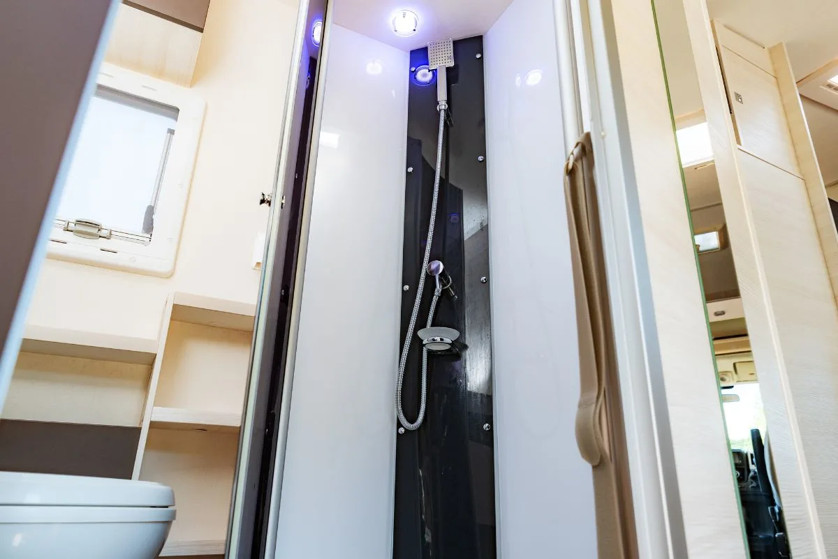 A luxe bathroom shower area.