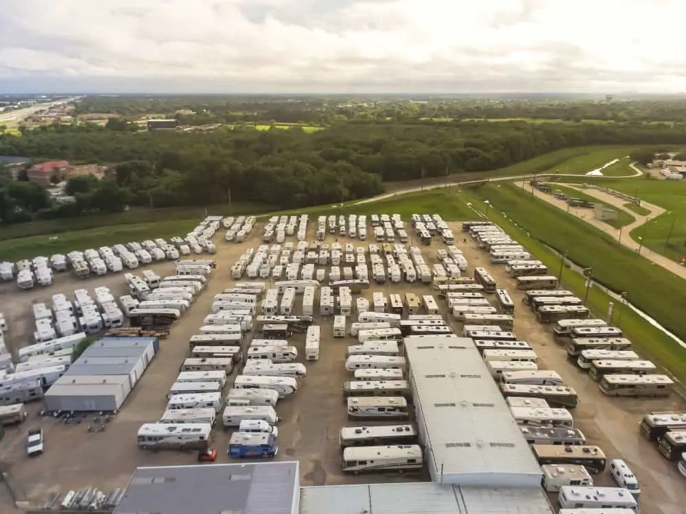 This is an aerial view of an RV dealership.