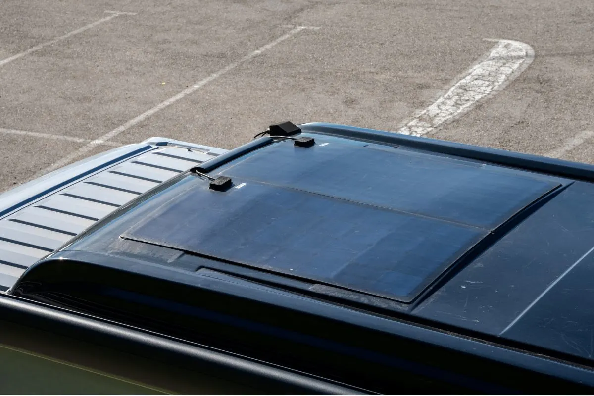 A view of an RV roof top with molds.