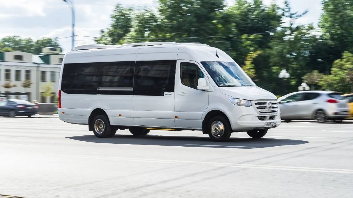 Winnebago Revel Class B RV on road.