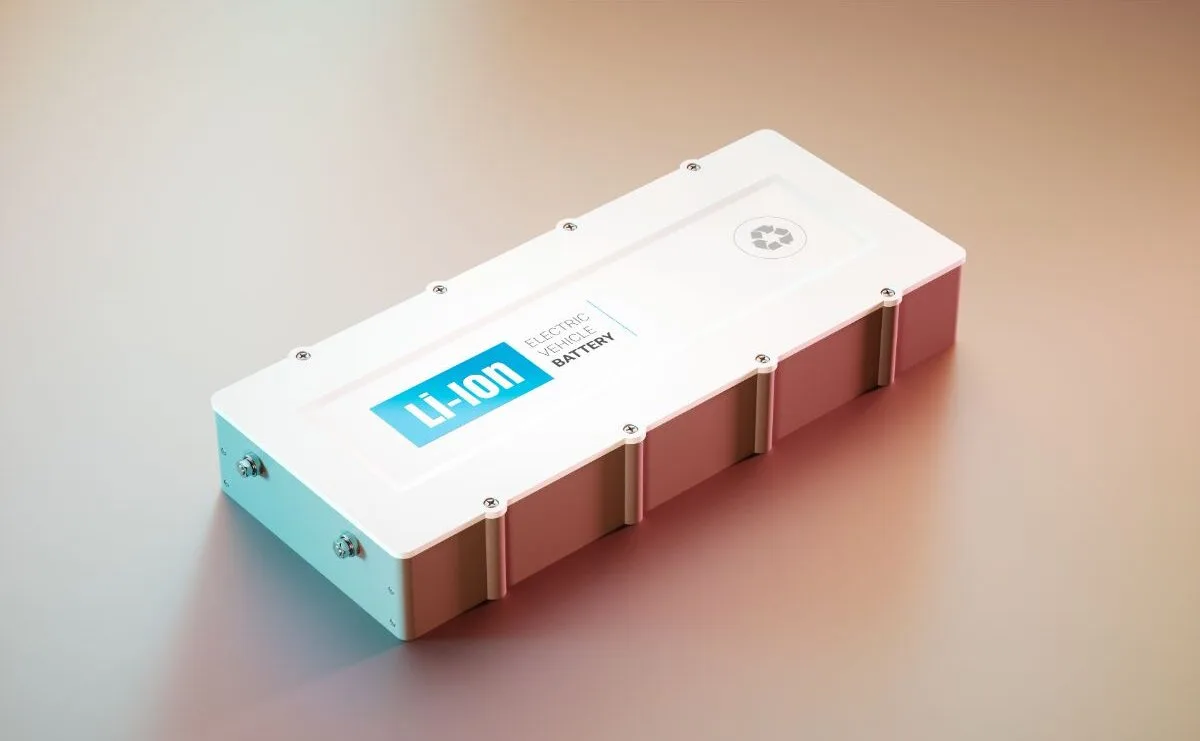 A photo of li-ion battery 3d illustration.