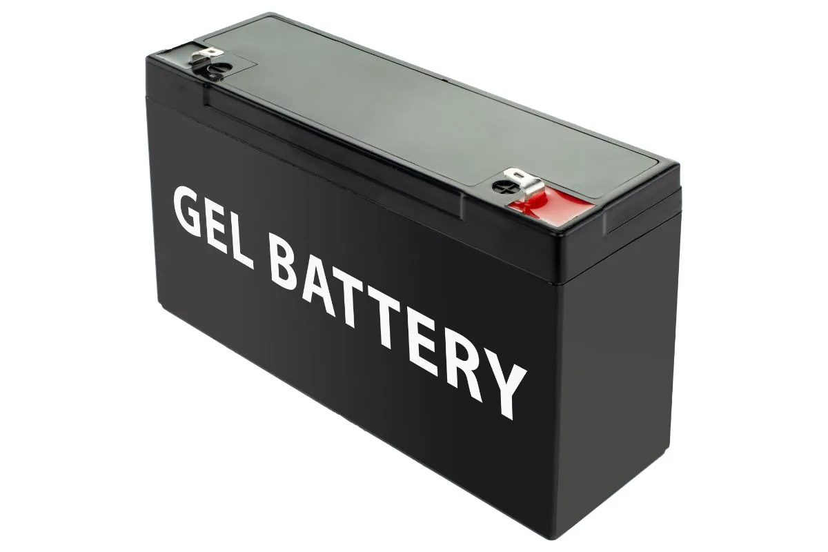 A black gel 6V battery isolated on white background.