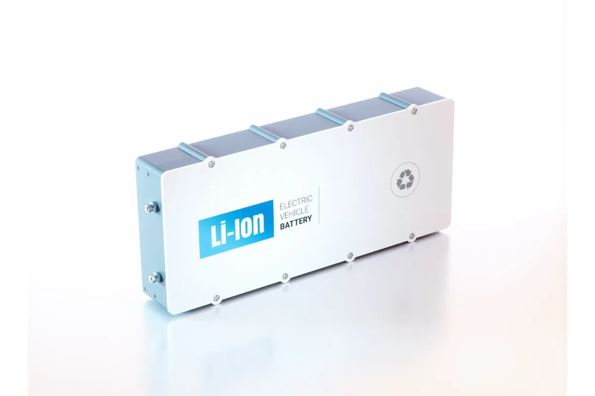 A photo of lithium ion battery for vehicle isolated in the white background.