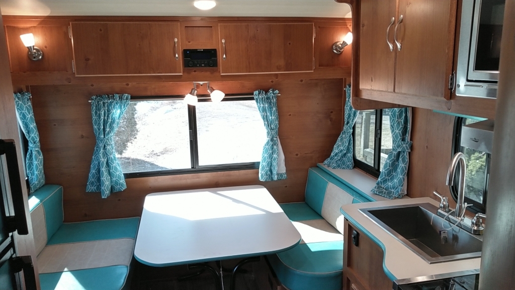 Dinette with a glass windows.