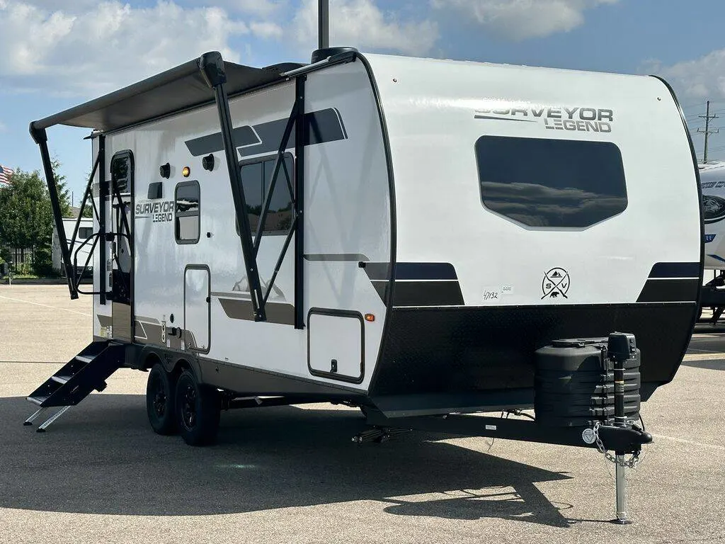 Front view of the New 2024 Forest Surveyor Legend 202RBLE Travel Trailer RV.