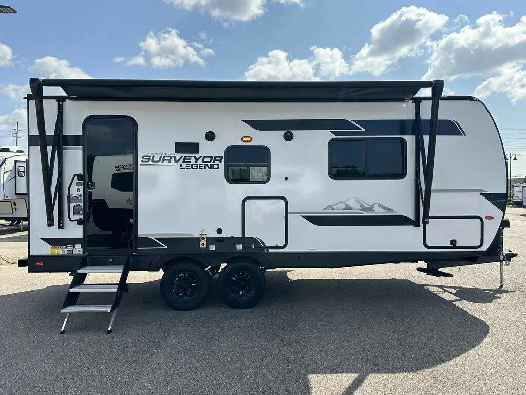 Side view of the New 2024 Forest Surveyor Legend 202RBLE Travel Trailer RV.