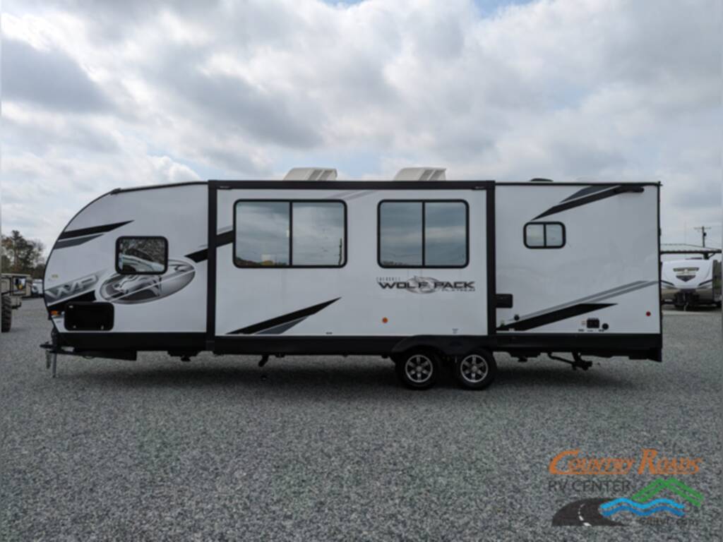 Side view of the Travel Trailer Toy Hauler RV.