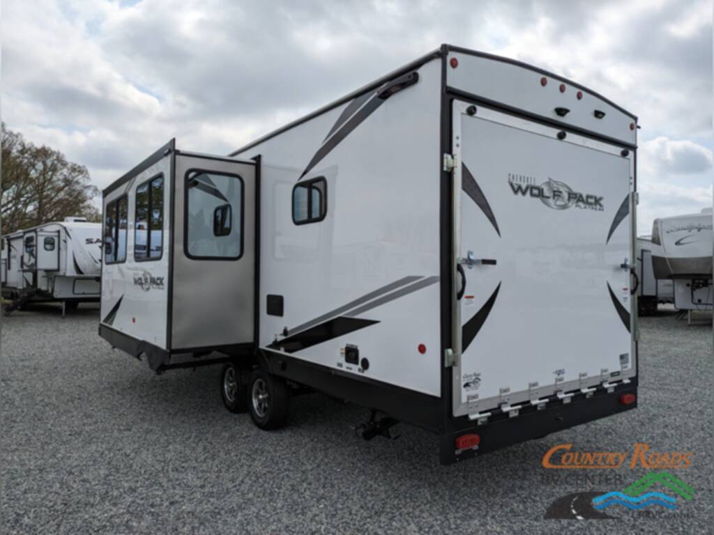 Side view of the Travel Trailer Toy Hauler RV.