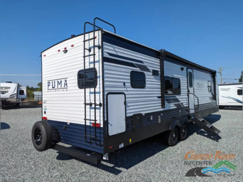 Side view of the New 2024 Palomino PUMA 30RKQS Travel Trailer RV.