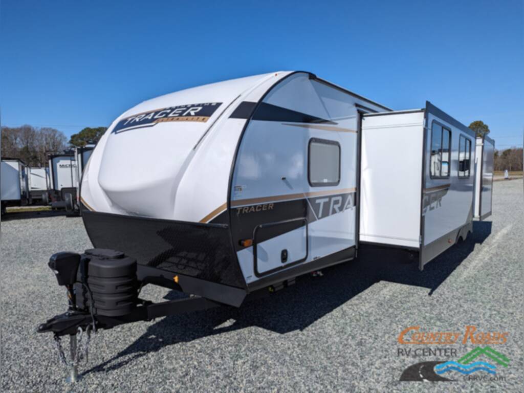 Front view of the New 2024 Prime Time TRACER 31BHD Travel Trailer RV.