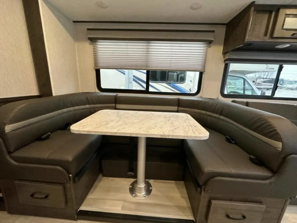 Dinette with drawers underneath.