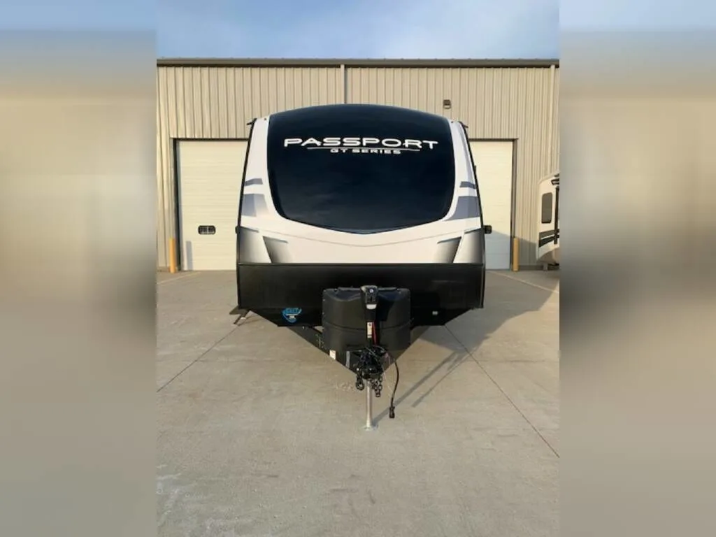 Front view of the New 2023 Keystone Rv Passport GT 2951BH Travel Trailer RV.