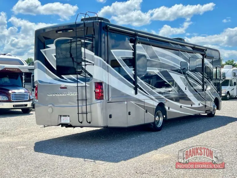 Rear view of the New 2022 Thor Motor Coach Challenger 35MQ Class A RV.