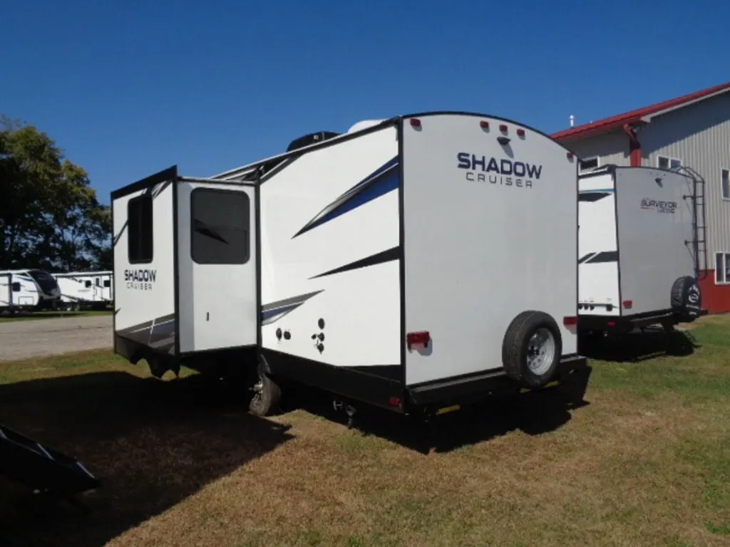 Rear view of the New 2023 Cruiser Rv Shadow Cruiser 225RBS Travel Trailer RV.