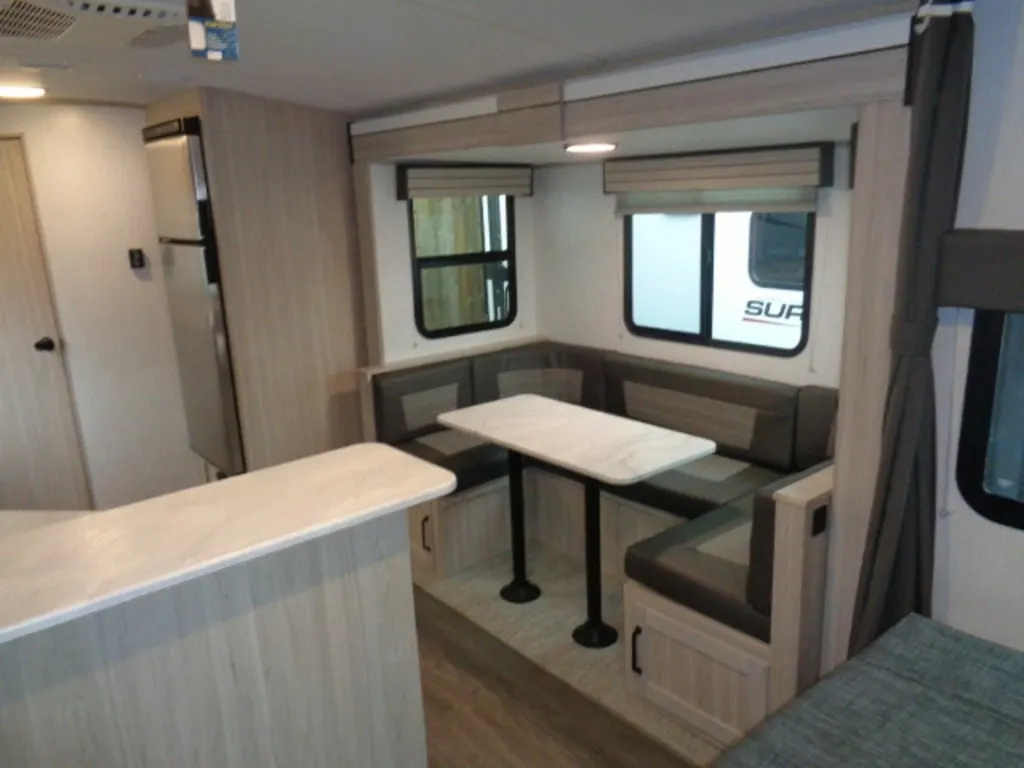 Dinette with LED interior lighting.