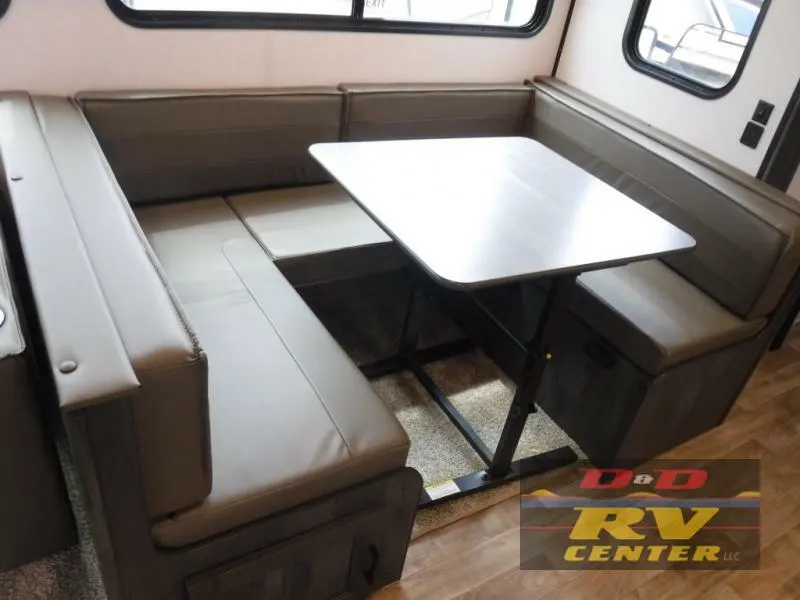 Dinette with pull-out storage drawers.