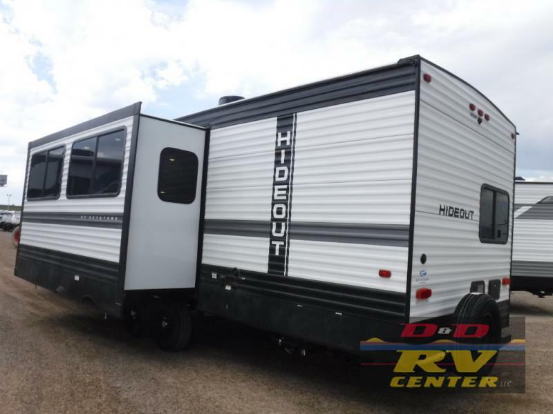 Side view of the New 2022 Keystone Rv Hideout 29DFS Travel Trailer RV.