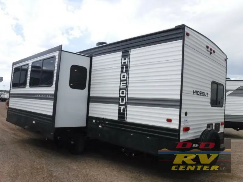 Side view of the New 2022 Keystone Rv Hideout 29DFS Travel Trailer RV.