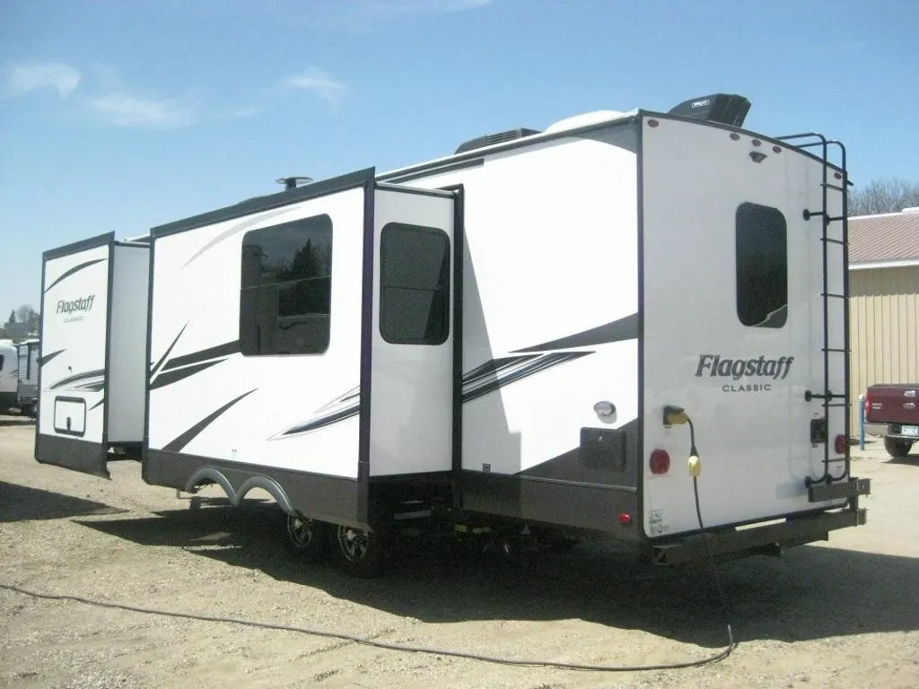 Side view of the New 2022 Forest River Flagstaff Classic 826RBS Travel Trailer RV.