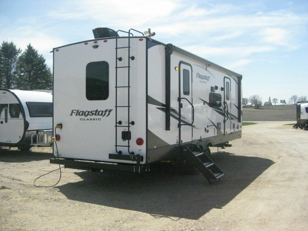 Rear view of the New 2022 Forest River Flagstaff Classic 826RBS Travel Trailer RV.