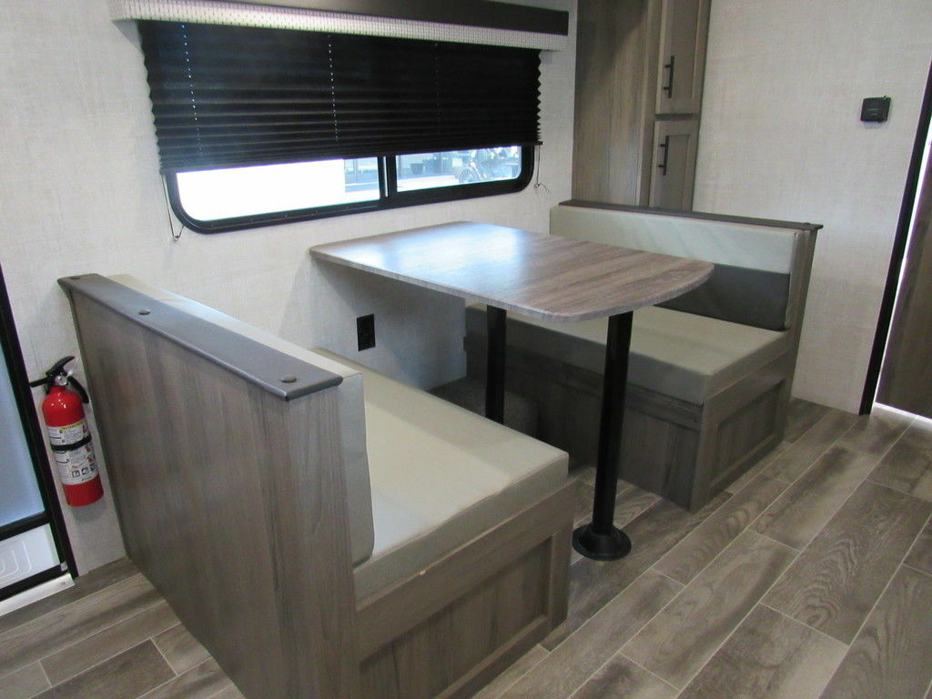 Dinette with wood table.