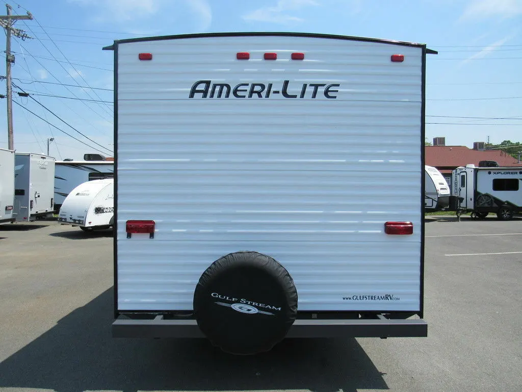 Rear view of the New 2022 Gulf Stream Amerilite 241RB Travel Trailer RV.