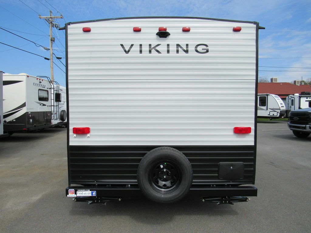 Rear view of the New 2022 Coachmen Viking 162RBU Travel Trailer RV.