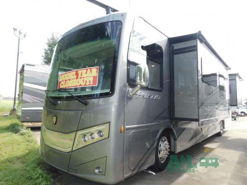 Front view of the New 2023 Thor Motor Coach Palazzo 37.5 Class A RV.