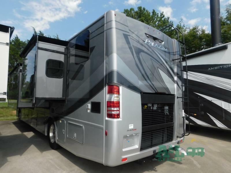 Rear view of the New 2023 Thor Motor Coach Palazzo 37.5 Class A RV.