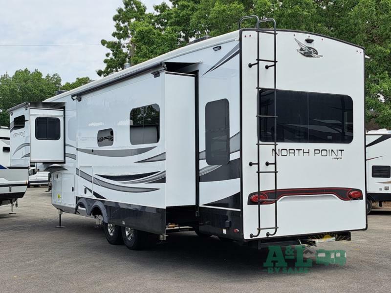 Side view of the New 2022 Jayco North Point 340CKTS Fifth Wheel RV.