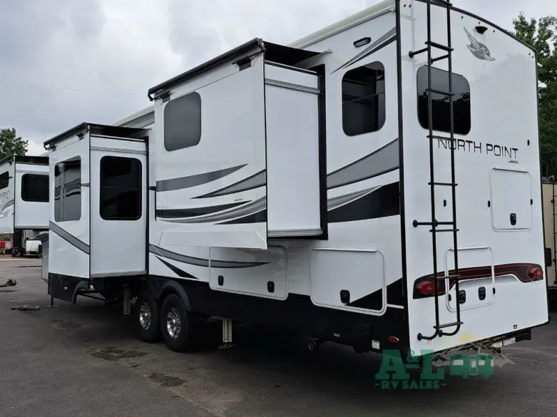 Side view of the New 2022 Jayco North Point 380RKGS Fifth Wheel RV.