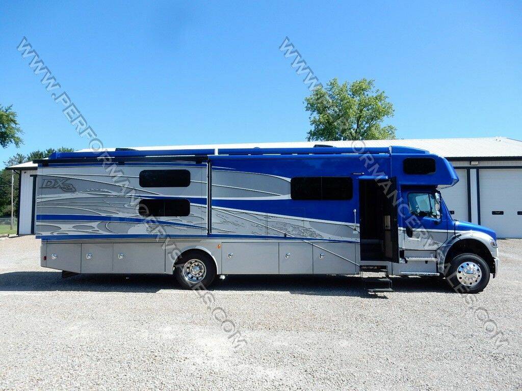 Side view of the New 2025 Dynamax DX3 37BD Class C RV.