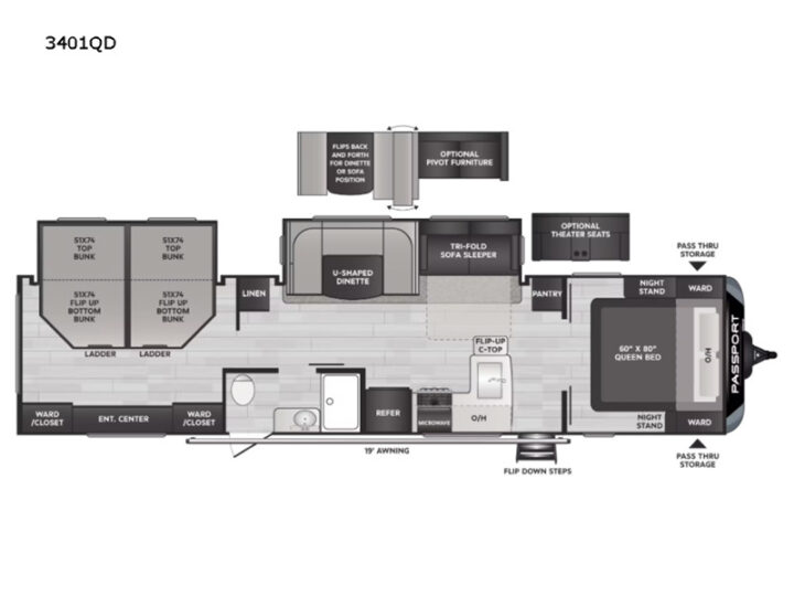 New 2022 Keystone Rv Passport Gt 3401qd Travel Trailer Rv (floor Plan 