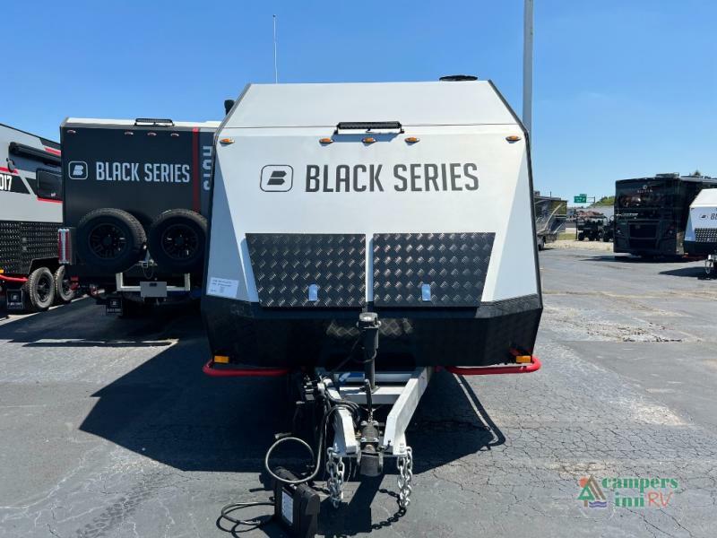 Front view of the New 2022 Black Series Camper HQ17 Travel Trailer RV.