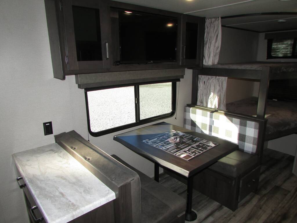 Dinette with a TV.