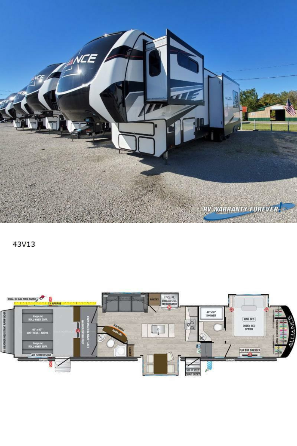 New 2022 Alliance Rv Valor 43V13 Fifth Wheel Toy Hauler RV